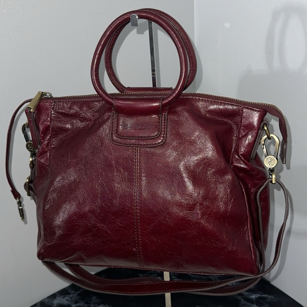 HOBO Wine Red Leather Satchel with Detachable Strap